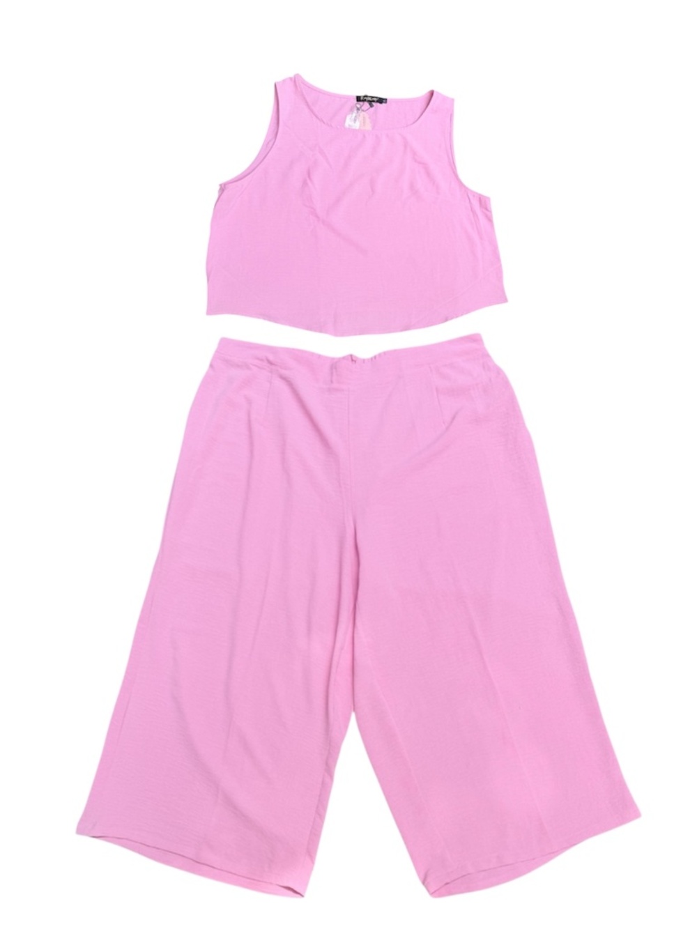 Roylamp Pink Crop Tank Top & Wide Leg Culotte Pants 2-Piece Set Plus Size 2XL NW